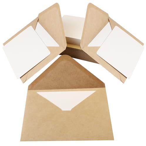 YFLeomry 25 Stück Briefumschläge Kraftpapier mit 25 Stück Karten Blanko DIY Kraftpapier Umschläge Briefumschläge B6 Ohne Fenster für Geburtstagskarten Hochzeiten Dankeskarten Grußkarten