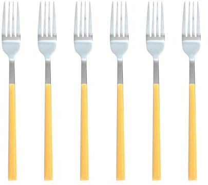 NOVASTYL - Lot 6 fourchettes de table colorama 21cm en acier inoxydable safran - 5014125