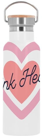 Bouteille Inox Gourde Thermo Isotherme - Pink Heart Coeur Amie - 500 ml (17 oz)