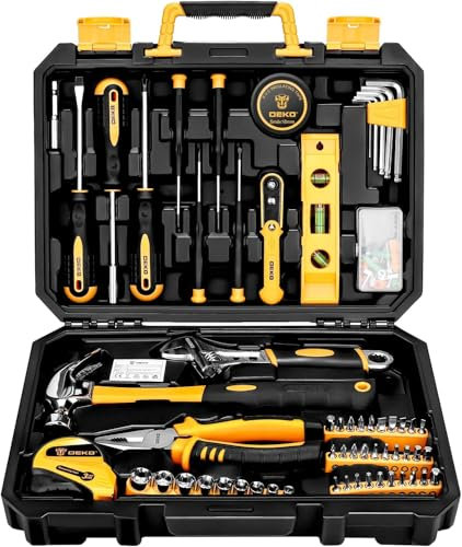 Home Tool Kit Complete Tool Set - 138 Piece DIY Tools Hand Toolbox Sets, for Household Repairs and Auto Maintenance, with Hammer Pliers and Screwdrivers