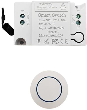 Gebildet Kit Interrupteur et Récepteur sans Fil-Mini Interrupteur à Télécommande pour Plafonniers,luminaires,Interrupteur sans Fil avec Support Adhésif,Peut être fixé dans n'importe Quelle Position
