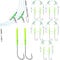 Narcissus 5PCS Sea Fishing Rigs, Pre-Tied Flapper with Size 1/0 & 2/0 Hooks, Anti-Tangle Snap, 1-3 Hooks, Gaps (45cm, 52cm, 80cm), Ready for Beach Fishing (5pcs- 2 hooks- size 2/0-80cm gap)