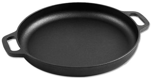 Nzzkoides Panna della Pizza in Ghisa, Padella da Forno per Manici per Forno, Padella da Frittura da Campeggio All'aperto, Padella per Pizza, Uso per Grill, Piano Cottura in Forno(Size:35CM,Color:A)