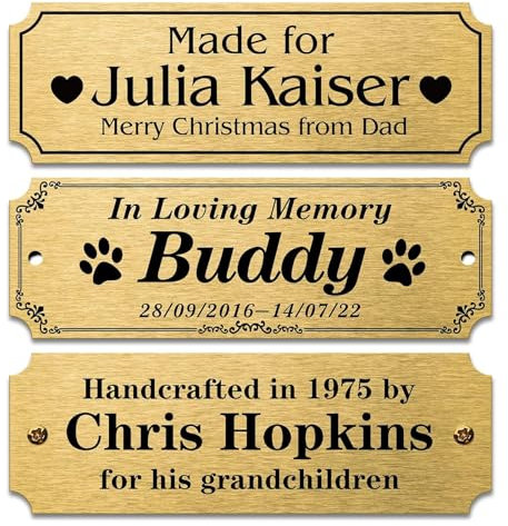 Custom Engraved Name Plates with Adhesive, Personalized Acrylic Brass Plate, Custom Name Plate, Engraved Brass Plate, Name Plates ID Tags Title Plates for Memorials Name Tags ID Nameplate, Pet Urns