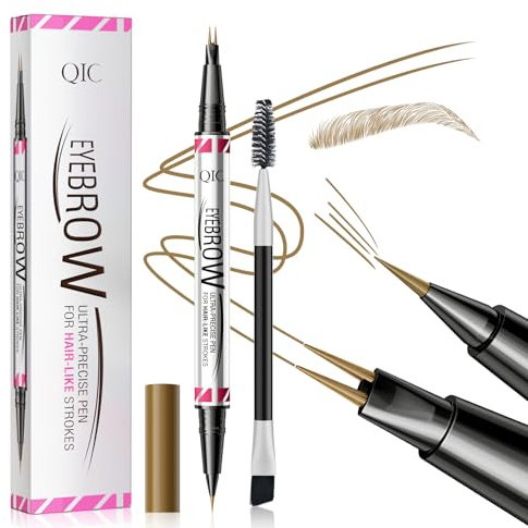 Augenbrauenstift Wasserfest, 2-in-1 Dual-Ended Microblading Augenbrauenstift, Eyebrow Pencil Kann Leicht Natürliche Augenbrauenfarbe (01#Hellbraun)
