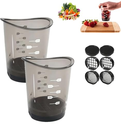 UCK-KIT Copa De Copa, 2025 Taza De Corte De Frutas Mejorada con Cuchilla Extraíble Y Plato De Empuje, Huevo De Cortador De Fresa De UVA Cazón De Cocina De La Cocina De La Cocina,2pcs