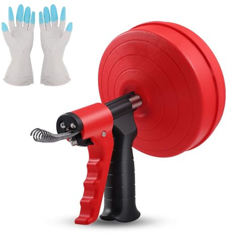 Espiral desatascadora de 10 metros con tambor de acero. Ideal para una limpieza ecológica de tuberías. Ideal para aficionados al bricolaje.