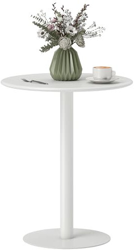 HOMCOM Esstisch, Runder Küchentisch für 2 Personen, Moderner Esszimmertisch für Wohnzimmer, Garten, Stahl, Ø60 x 72 cm, Weiß
