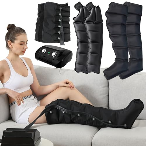 LoJax Lymphatic Drainage Massager Legs - 6 Chamber Air Compression Therapy Boots, Pressotherapy Leg, Arm & Waist Massager for Circulation & Pain Relief