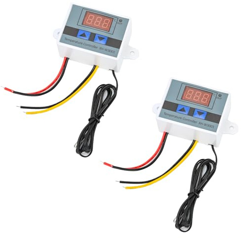 Podazz Paquete de 2 módulos de control de temperatura LED digital, XH-W3001, interruptor termostático con sonda impermeable, termostato programable de calefacción/refrigeración (12 V, 10 A, 120 W)
