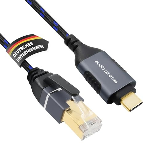 audio pirates USB 3.0 auf RJ45 Ethernet Adapter Kabel, (Gigabit, CAT6A, 1000 Mbps) – USB-Netzwerkadapter mit vergoldeten Kontakten & Aluminiumgehäuse – USB Ethernetadapter (1er Pack, 10 Meter, Blau)