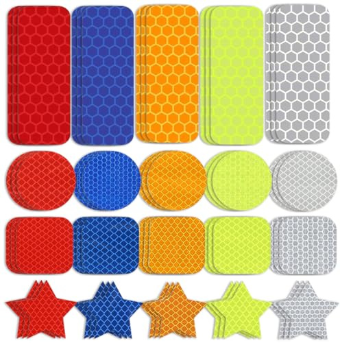 GGUFAY 60 Pezzi Nastro Catarifrangente Adesivo, Catarifrangente Adesivo, Strisce Catarifrangenti Adesive, Adesivi Catarifrangenti, Catarifrangenti Adesivi, per Bicicletta Moto Veicoli Pesca Casco