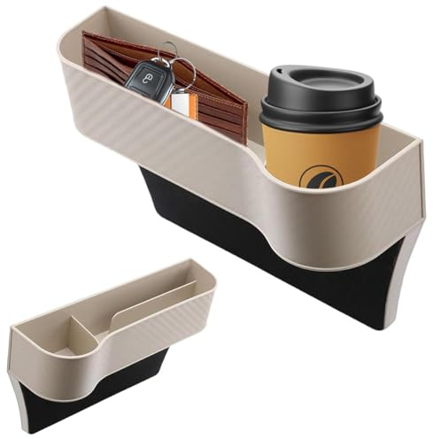 Ruayia Lot de 2 boîtes de rangement pour voiture en PVC - Porte-gobelet multifonction pour console centrale - Avec porte-gobelet pour café, boisson, bouteille, lait - Crème