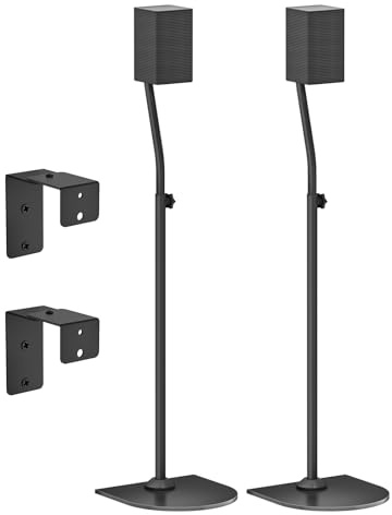 Speaker Stands Pair for Samsung HW-Q990H/Q990F/Q990D/Q930H/Q930F With Wall Mount– Height Adjustable from 33 to 42 for Samsung Rear Speaker Stand, Built-In Cable Management & Anti-Slip Pads