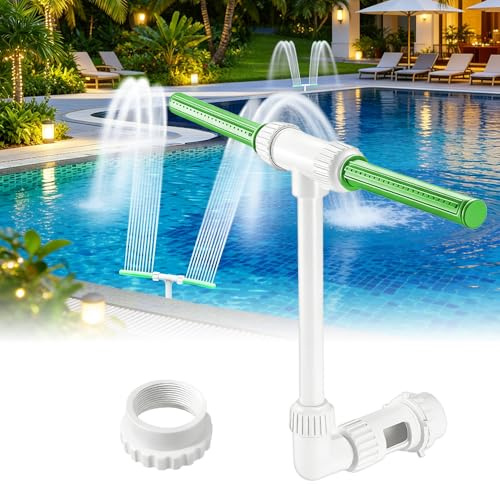 Afenau Fontana per Piscina, Doppia Testina di Stampa Fontana Piscina Fuori Terra con Adattatore, Regolabile A 360° Cascata Piscina, Cascata per Piscina Fuori Terra per Giardino Relax (Fluorescenza)