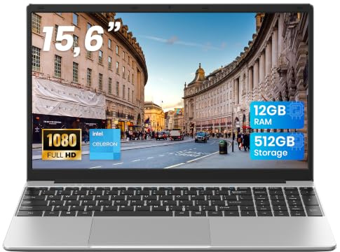 jumper Laptop 15,6 Zoll FHD Display, 12 GB RAM 512 GB ROM TF Erweitern 512GB, 5205U Prozessor Notebook(bis zu 2,3 GHz), 2 Stereo-Lautsprecher/USB 3.0/Typ-C/Zehnertastatur