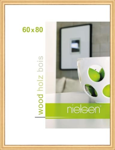 nielsen Holz Bilderrahmen Derby, 60 x 80 cm, Gold | Holz Posterrahmen im Hoch- & Querformat zum Aufhängen Gold matt Echtglas