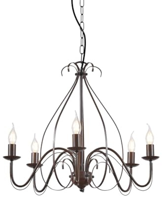 Qazqa - Landhaus I Vintage Klassischer Kronleuchter I Chandelier Rostbraun 5-flammig - Giuseppe - Stahl Rund - LED geeignet E14