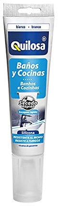 Quilosa T045518 Silicone pour cuisines et salles de bains, Blanc