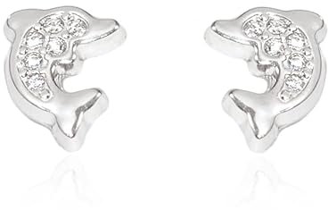 Ohrringe/Ohrstecker Damen & Kinder Delphin - Weißgold 18 Karat (750)
