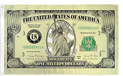 AZ FLAG Bandiera Biglietto di 1 MILIONE di Dollari Americani 150x90cm - Bandiera Americana – USA 90 x 150 cm
