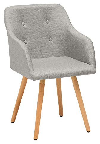 invicta INTERIOR Design Stuhl grau Scandinavia MEISTERSTÜCK Buche Gestell hellgrau mit Armlehne im Retro Trend Esszimmerstuhl Esszimmer