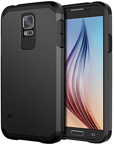 JETech Hülle für Samsung Galaxy S5, Schwerlast Dual Layer Robust Schutz, Stoßfeste Schützende Harte Handyhülle (Schwarz)