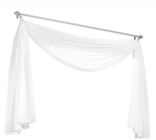 Olivia's Stylism Boutique Querbehang Deko Gardinen aus transparentem Voile Schals H*B 600 * 145cm Weiß