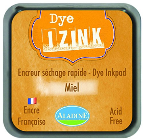 Aladine - Encreur Izink Dye Beige Miel - Encreur à Séchage rapide pour Tampons et Pochoirs - Scrapbooking et Carterie Créative - Encre Française - Taille M - 5 x 5 cm - Beige Miel 19253