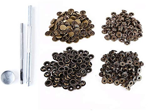 Trimming Shop 15mm Bronce Grande Resistente Presión Tornillos con Kit De Fijación Hueca Sacabocados Cuero Manualidades Bronce