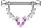 beyoutifulthings Brustwarzen-Piercing GROSSES Herz Intim-Piercing Brust-Piercing Edelstahl Silber Clear Pink Stab 1,6mm 12mm