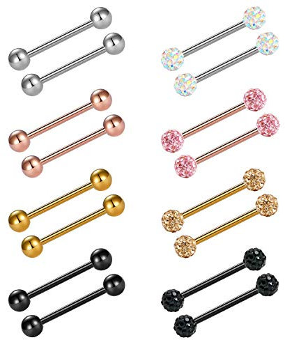 incaton Piercing Langua Téton Anneaux Piercing 12/14/16/18mm Anneaux De Langue Mamelon Tout Droit Barbells Acier Chirurgical Bijoux de Piercing