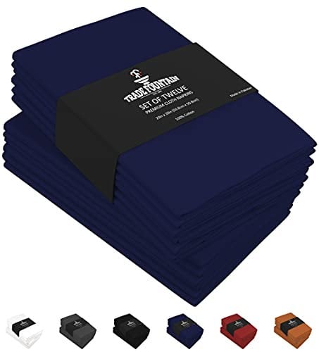 Trade Fountain Cotton Cloth Napkins [12 Pack] - 51 x 51 cm Extra Large Reusable Serviettes - Oversized Reusable Napkins - Hotel Quality Table Napkins Ideal for Party, Wedding & Christmas.