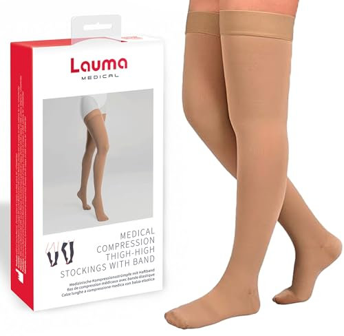 23-32mmHg Lauma Medical® Kompressionsstrümpfe mit Silikonrand für Damen & Herren, Klasse2 Geschlossene Zehen-Oberschenkel-Hochsocke. Krampfadern, oft Schwellungen in den Beinen