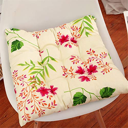 Chickw1 Kissen Stuhl, Stuhlkissen Bequemes Dicke Polsterung Steppkissen Bodenkissen Weich Sitzkissen für Stühle für Indoor und Outdoor aus (40x40cm,Beige Blume)