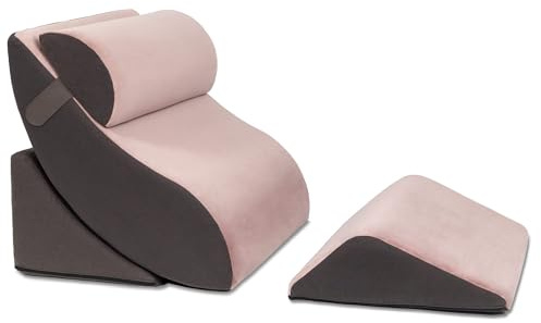 Avana Kind Bed Orthopedic Support Wedge Pillow Comfort System, Rose/Grey, 4-Piece-Set