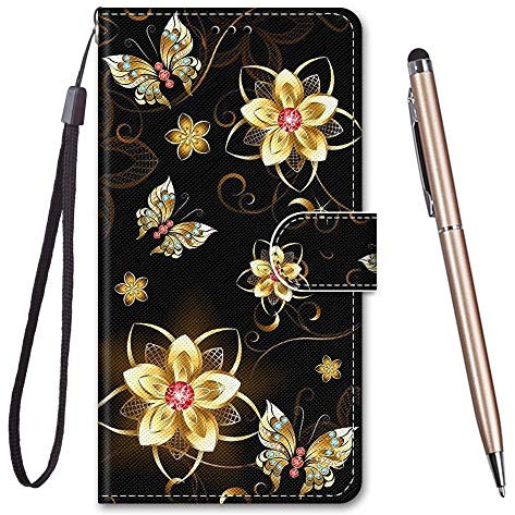 Toucasa Cover per Huawei Mate 10 Lite,Flip Caso Custodia [Creativo Dipinto] PU Pelle Portafoglio Unico Sottile Funzione TPU Antiurto Flip Cover a Libro per Huawei Mate 10 Lite (Farfalla d'oro)