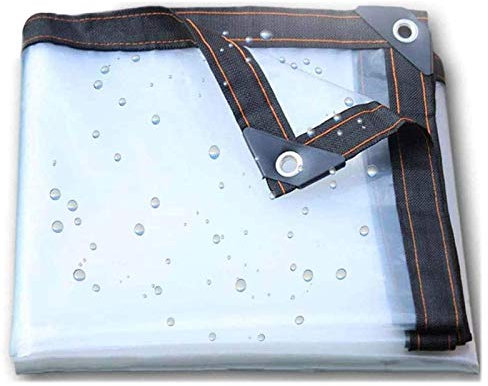 FOGUO Durchsichtige Plane Wasserdicht 4x8m, Plane Wasserdicht Transparent, Abdeckplane Transparente Mit Ösen, Reißfest Fensterfolie Gewebeplane Bootsplane, Sonnenschutz Tarp