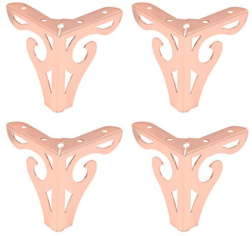Antrader Hollow Out Modern Furniture Sofa Legs Metal Chrome Polished for Sofa Table Cabinet Cupboard Set of 4 (10CM, Rose Gold)