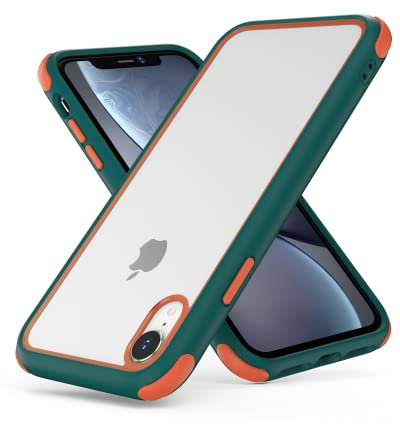 MobNano Compatible with iPhone XR, Ultra Thin Hybrid Case, Soft TPU Shockproof Bumper Anti Scratch Cover for iPhone XR - Green/Orange