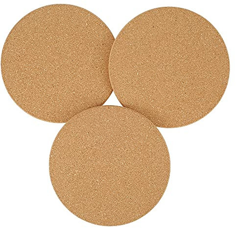 Cork Coasters Round Set of 3 Cork Trivets for Hot Pan Pot and Kettles Stand Holder 19 x 19 x 1 cm Natural Round Cork Placemats for Coffee Beer Mug Home and Bar Kitchen Dining