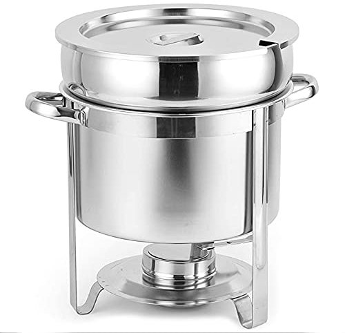 Round Soup Pot Food Warmer, Stainless Steel Chafing Dish Buffet Set with Water Pan, Chafer, Frame, Fuel Holder and Lid for Any Event Or Party(3 Capacities),4L