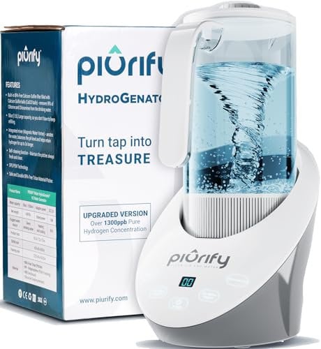 PIURIFY 50 Oz Hydrogen Water Pitcher - BPA Free Rich Generator With SPE/PEM Technology, Balanced PH Levels, Filtered With Calcium Sulfite