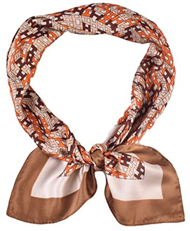 FAIRYGATE Seidenschal Damen Bandana Halstuch Platz Seidentuch Drucken Tuch Schal Kopftuch Seide Multifunktion 70x70cm 92019