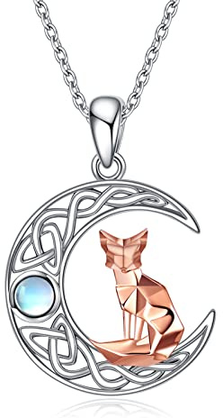 YAFEINI Origami Katze/Wolf/Fuchs/Pinguin/Kolibri/Eule/Kardinal Halskette 925 Sterling Silber Anhänger Halskette Schmuck Geschenk für Damen Mädchen Freund