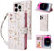 UEEBAI Wallet Case for iPhone 12 Pro Max 6.7 inch, PU Leather Phone Case Kickstand RFID Blocking Flip Case with Card Slots Wrist Strap Relief Engraved Pattern Magnetic Closure Folio Case - Vine