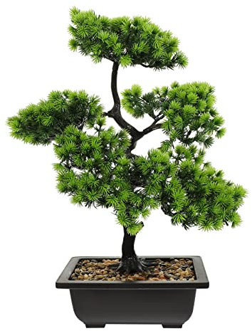 Künstlicher Bonsai-Baum in Dunkelgrün Pflegeleicht Kunstpflanze Für Die Tischdekoration Im Homeoffice