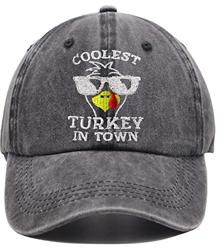 OASCUVER Thanksgiving Hut für Männer und Frauen, lustige Gobble Truthahn Stickerei verstellbare Baumwolle Baseball Cap, Coolest Turkey in Town Stickerei, Schwarz, Einheitsgröße
