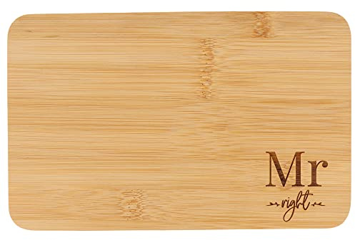 Spruchreif | Frühstücksbrett aus Bambus mit Gravur „Mr.Right“ | Brotzeitbrett mit Gravur | Geschenk für Bräutigam | Hochzeitsgeschenk | Geschenk für Männer
