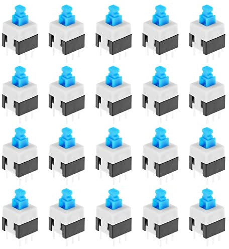 The Lord of the Tools 20pcs 6 Broches Autobloquant Interrupteur à Bouton-Poussoir Deux Rangées à Travers Le Trou de Montage Tact Tactile Puissance pour Circuit Imprimé Jouet Électronique 8x8mm
